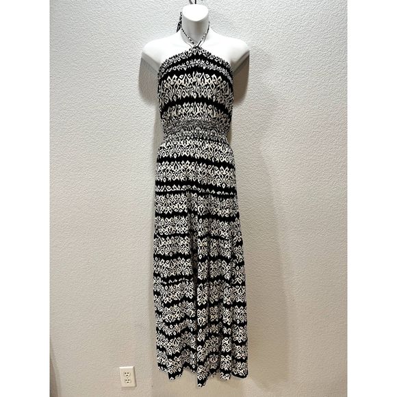 T Bags Los Angeles Halter Abstract Print Maxi Dress Size Small - Picture 1 of 4